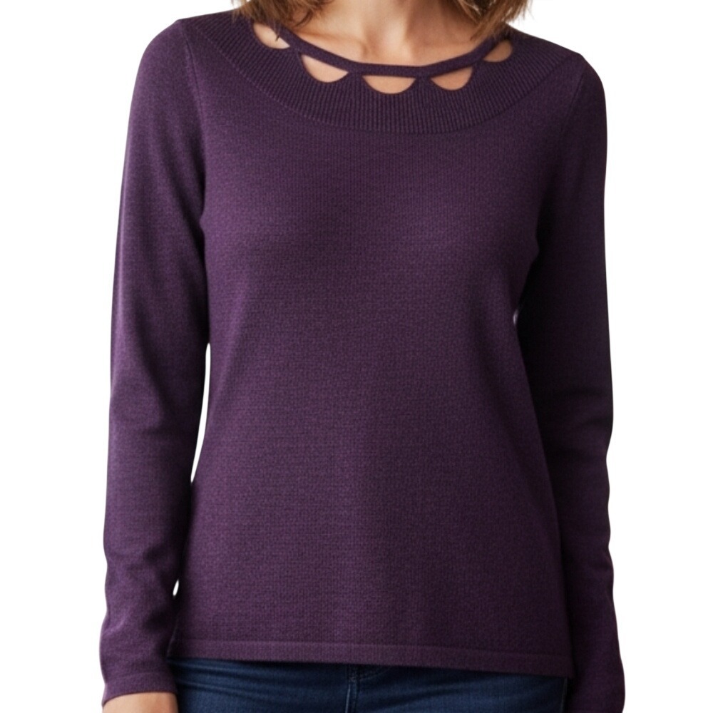 Chico's NWT Womens Popover Sweater Zaide Shine Rayon Blend‎ Cozy Purple S